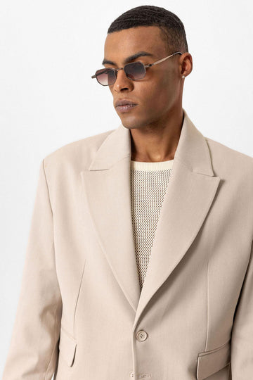 Beige جاكيت بليزر للرجال بقصة قصيرة - ويسي