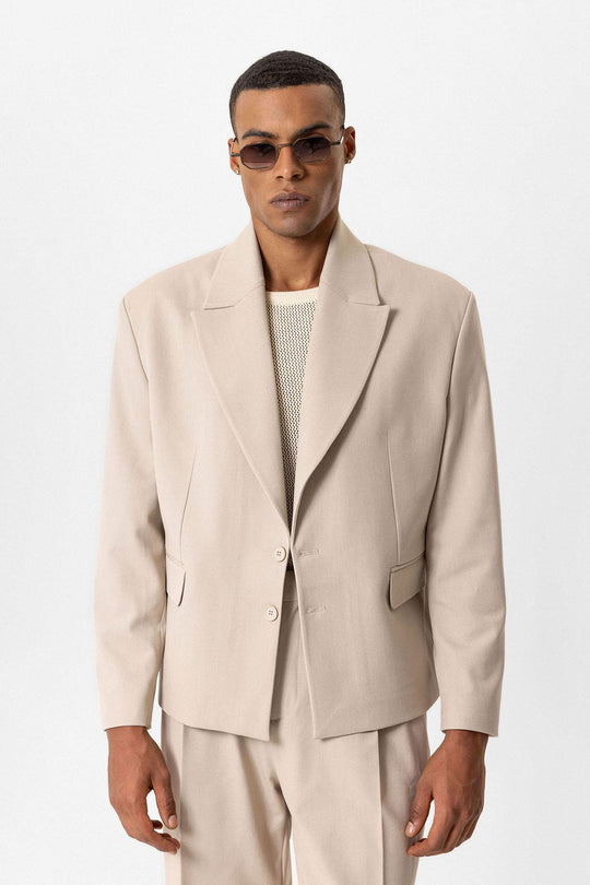 Beige جاكيت بليزر للرجال بقصة قصيرة - ويسي