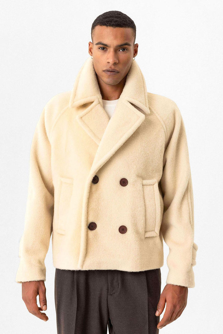 Cappotto da uomo corto fit doppiopetto beige Antioch