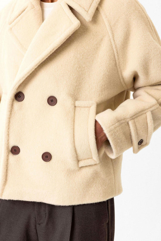Beige Veste pour homme à double boutonnage et coupe courte - Wessi