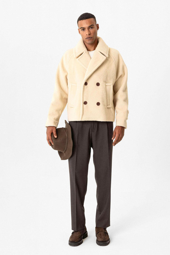 Cappotto da uomo corto fit doppiopetto beige Antioch