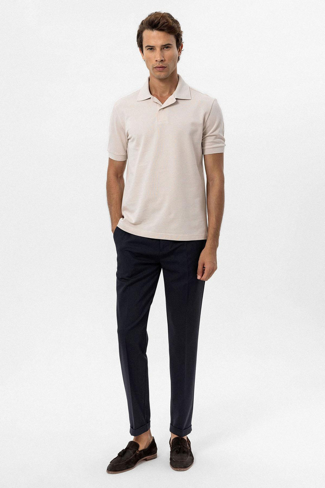 Camiseta de cuello alto beige para hombre Wessi - Main Image