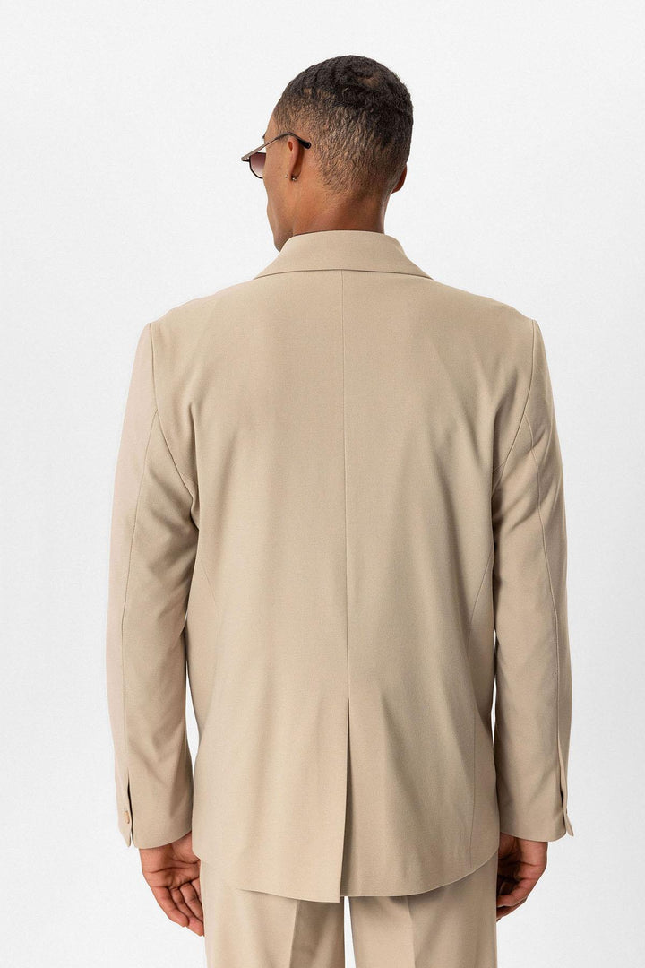 Beige Giacca Blazer Relaxed a Unico Bottone per Uomo - Wessi