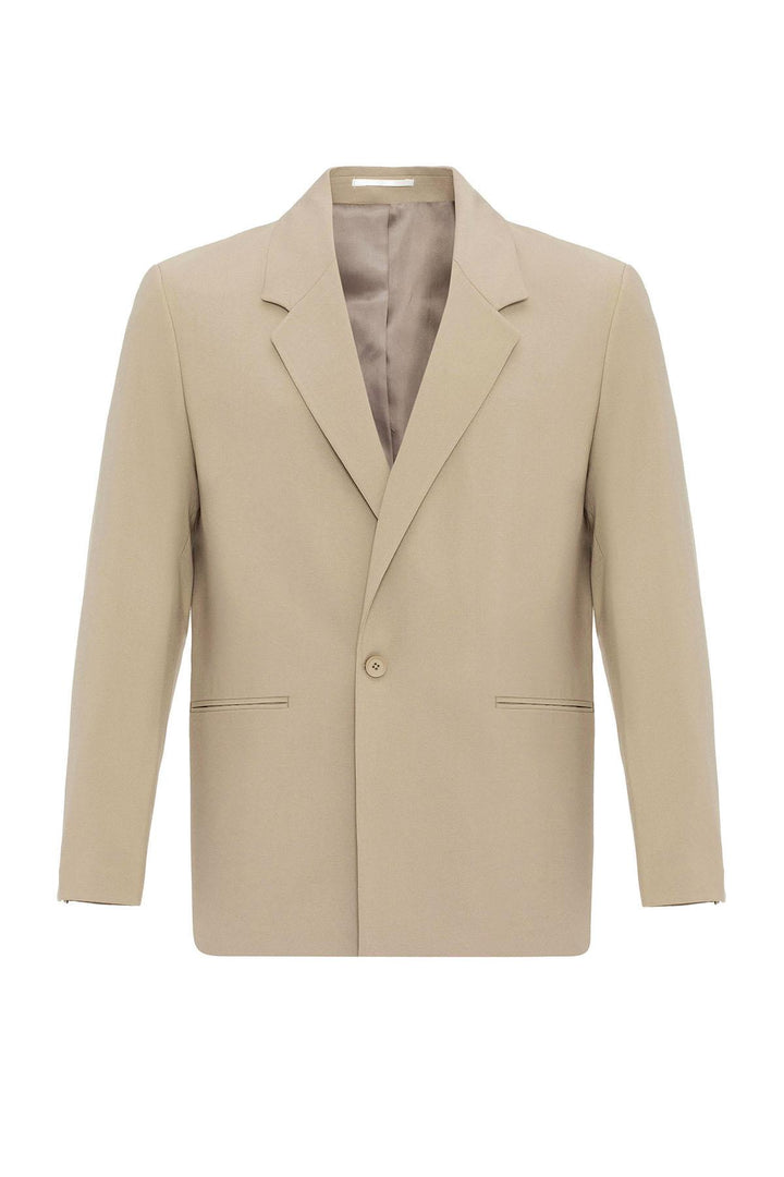 Beige Giacca Blazer Relaxed a Unico Bottone per Uomo - Wessi