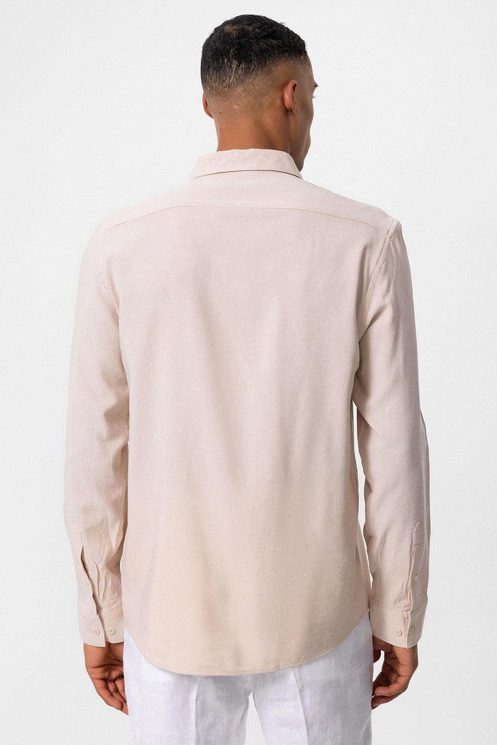 Camicia in lino a maniche lunghe beige da uomo - Wessi