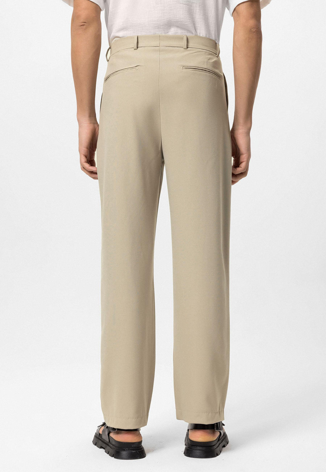 Men's Beige High-Waist Baggy Pants - Wessi