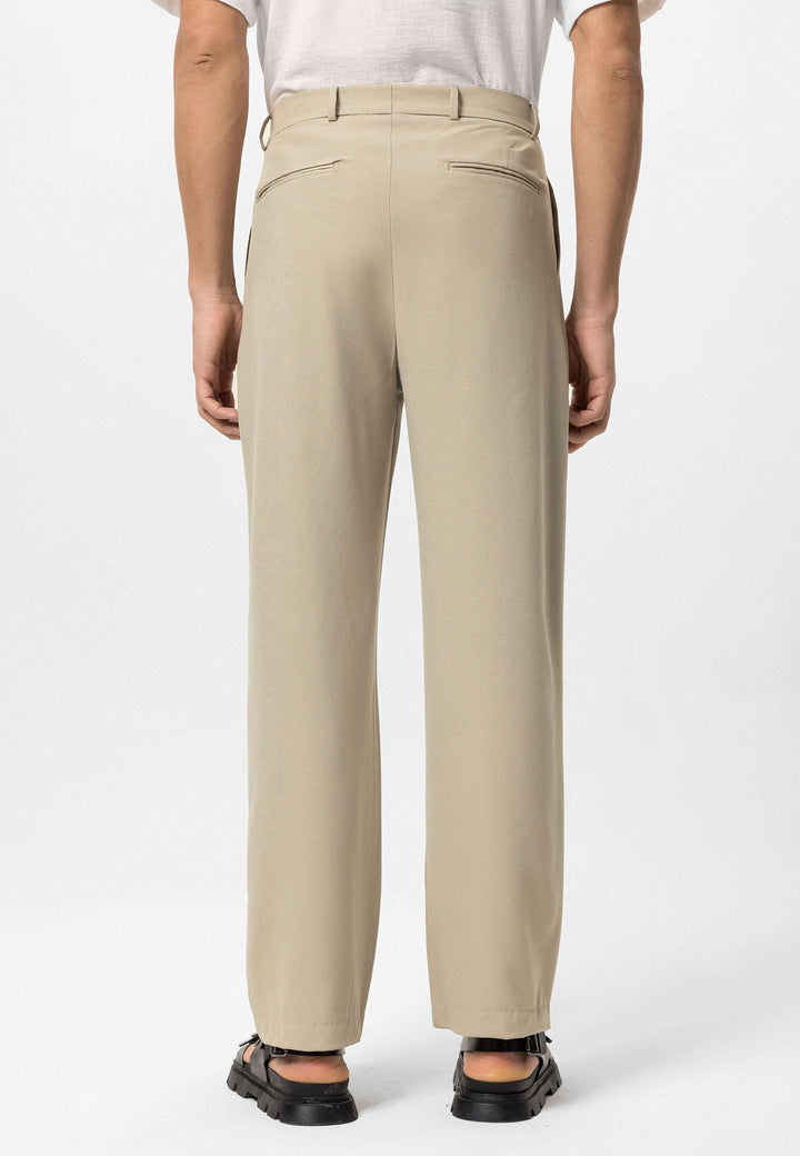 Men's Beige High-Waist Baggy Pants - Wessi