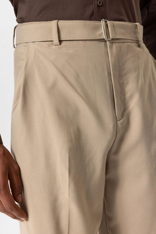 Beige High-Waisted Belted Men's Trousers - Wessi Wessi - Discover Diversity Beige High-Waisted Belted Men's Trousers - Wessi Wessi - Discover Diversity