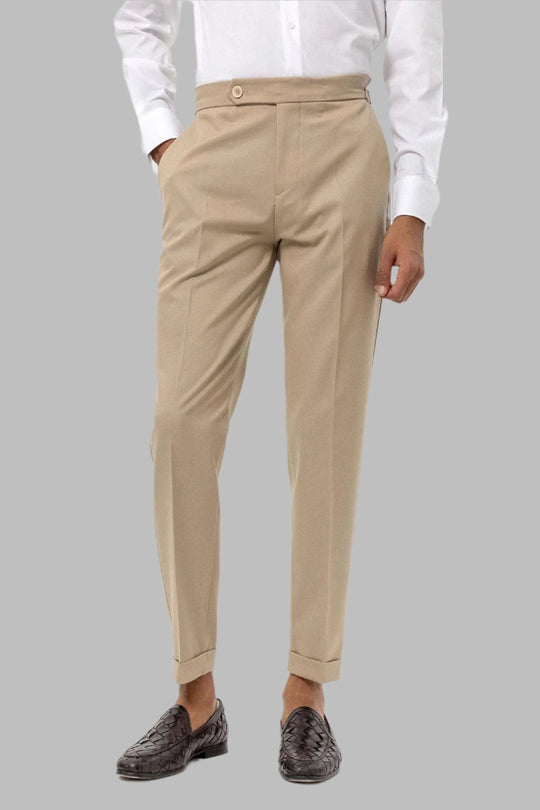 Men's Beige High-Waist Regular Fit Pants - Wessi Wessi - Discover Diversity Men's Beige High-Waist Regular Fit Pants - Wessi Wessi - Discover Diversity