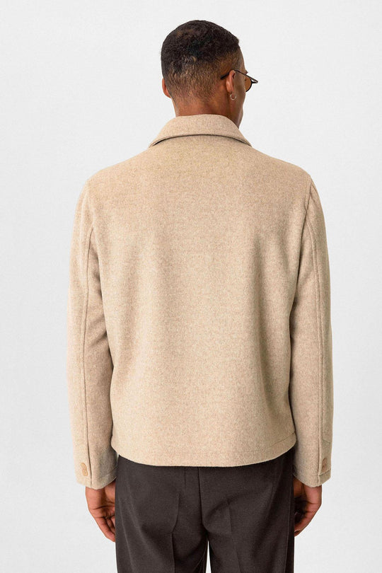 Beige سترة رجالية موسمية مكونة من مزيج من الصوف - ويسي