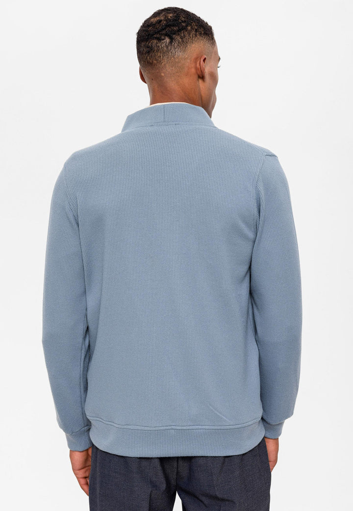 Men's Baby Blue V-Neck  Cardigan with Waist Elastic - Wessi