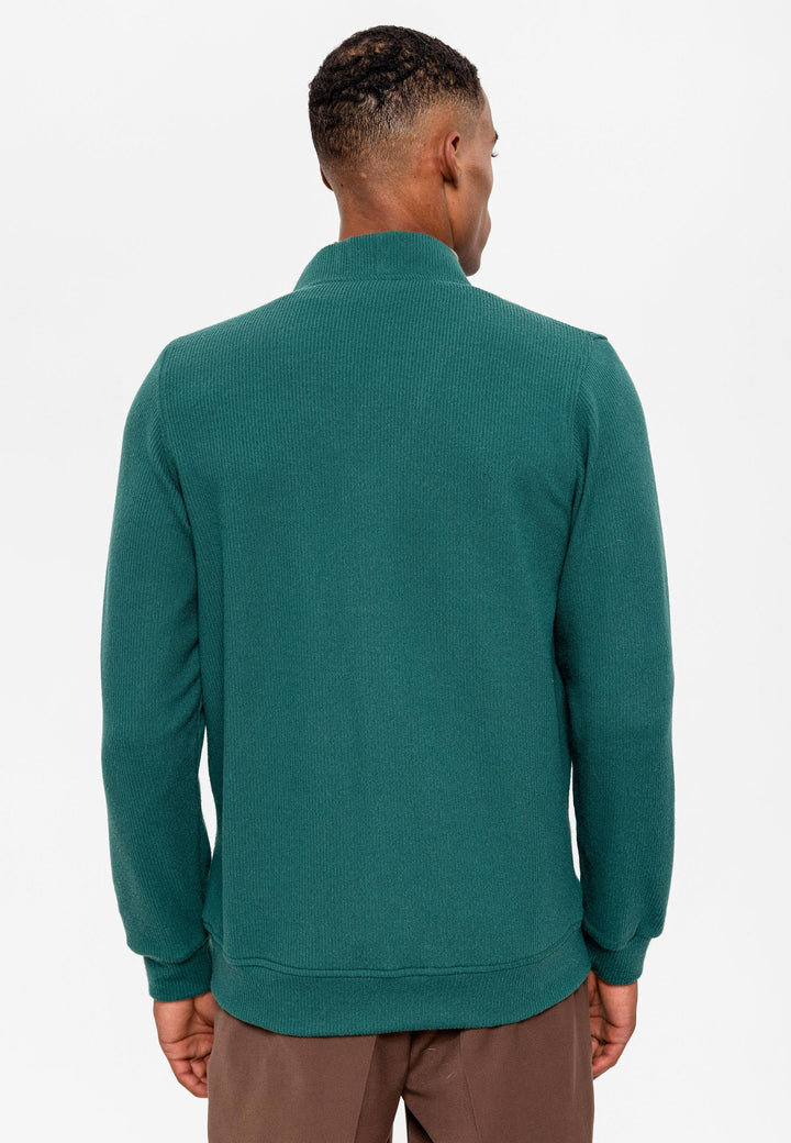 Men's Green V-Neck  Cardigan with Waist Elastic - Wessi