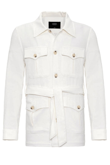 Abrigo de lino de temporada con cinturón en color crudo para hombre - Wessi