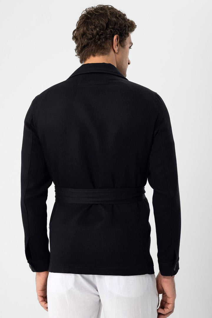 Abrigo de lino de temporada con cinturón negro para hombre - Wessi