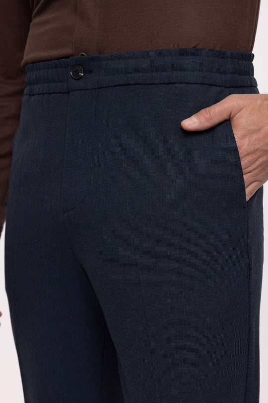 Pantalon Homme Bleu Marine Regular Fit à Taille Élastique - Wessi
