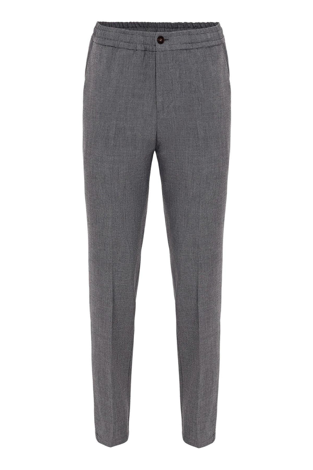 Men's Grey Regular Fit  Trousers with Elastic Waist - Wessi