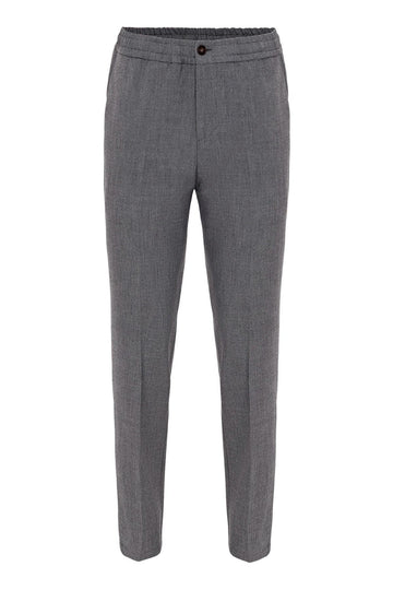 Men's Grey Regular Fit  Trousers with Elastic Waist - Wessi