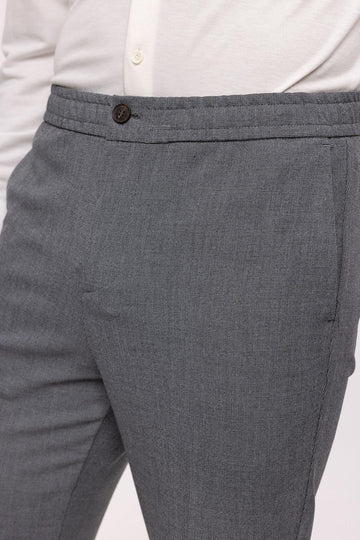 Men's Grey Regular Fit  Trousers with Elastic Waist - Wessi