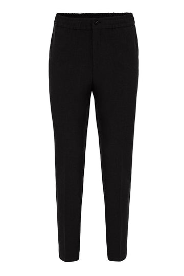 Men's Black Regular Fit  Trousers with Elastic Waist - Wessi