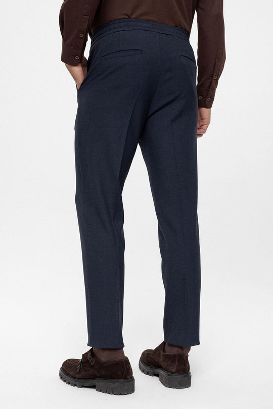Pantalon Homme Bleu Marine Regular Fit à Taille Élastique - Wessi