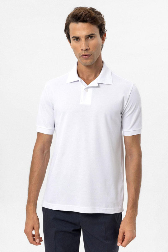 Men's White Polo Neck T-Shirt - Wessi