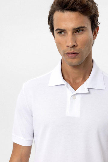Men's White Polo Neck T-Shirt - Wessi