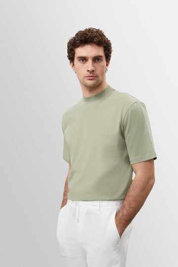 T-shirt basic girocollo kaki chiaro da uomo - Wessi