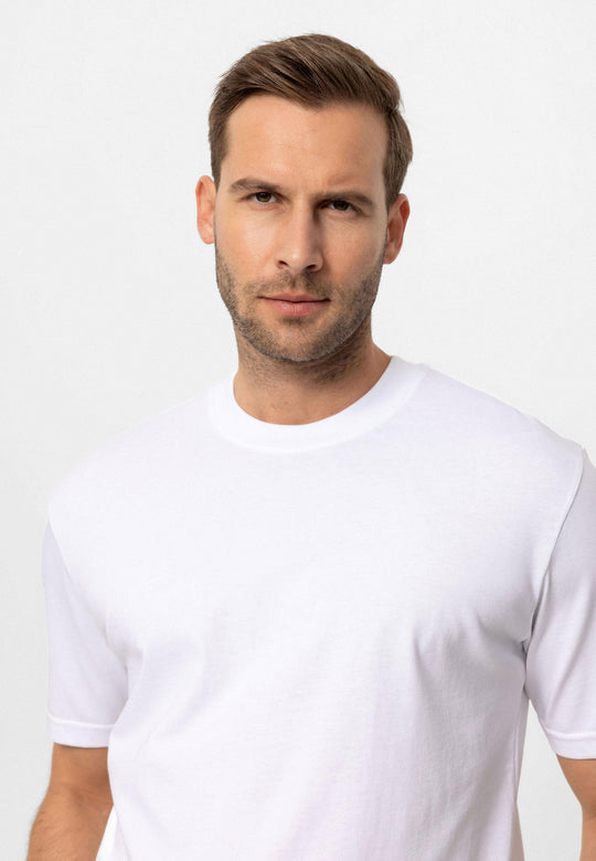 Men's White Crew Neck Basic T-Shirt - Wessi