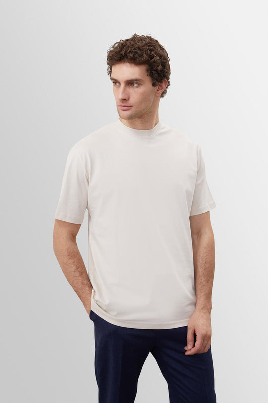 T-Shirt Basique Col Rond Beige Homme - Wessi