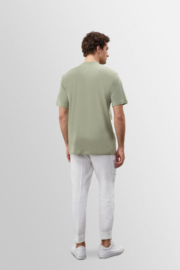 T-shirt basic girocollo kaki chiaro da uomo - Wessi