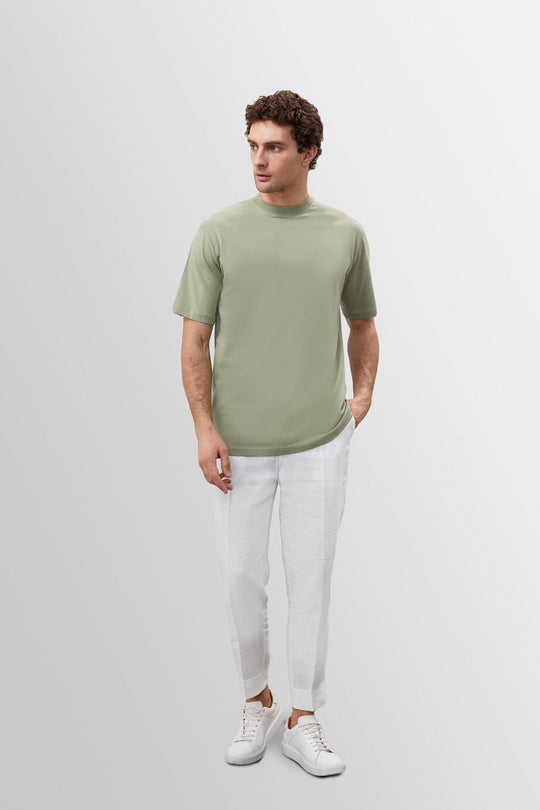 T-shirt basic girocollo kaki chiaro da uomo - Wessi