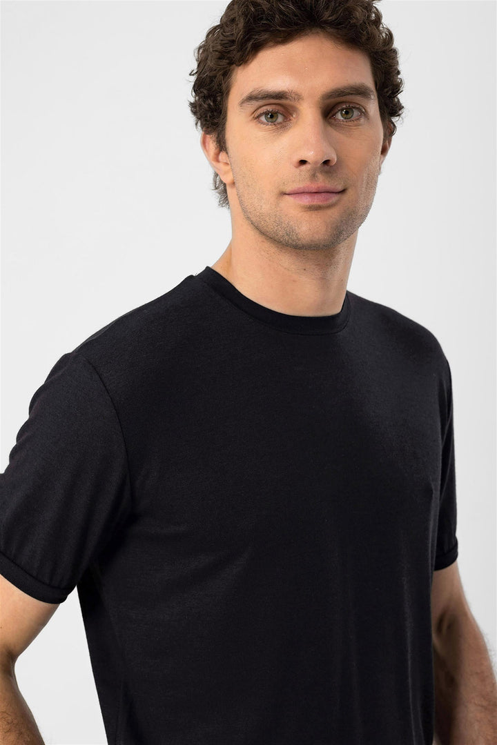 Men's Black Crew Neck  T-Shirt - Wessi