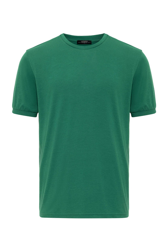 Men's Green Crew Neck  T-Shirt - Wessi