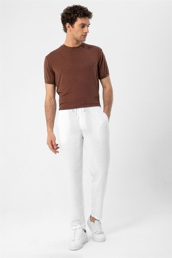 Men's Brown Crew Neck  T-Shirt - Wessi