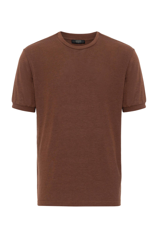 Camiseta de cuello redondo marrón para hombre - Wessi