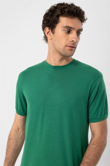 Men's Green Crew Neck  T-Shirt - Wessi