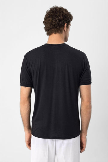 Men's Black Crew Neck  T-Shirt - Wessi