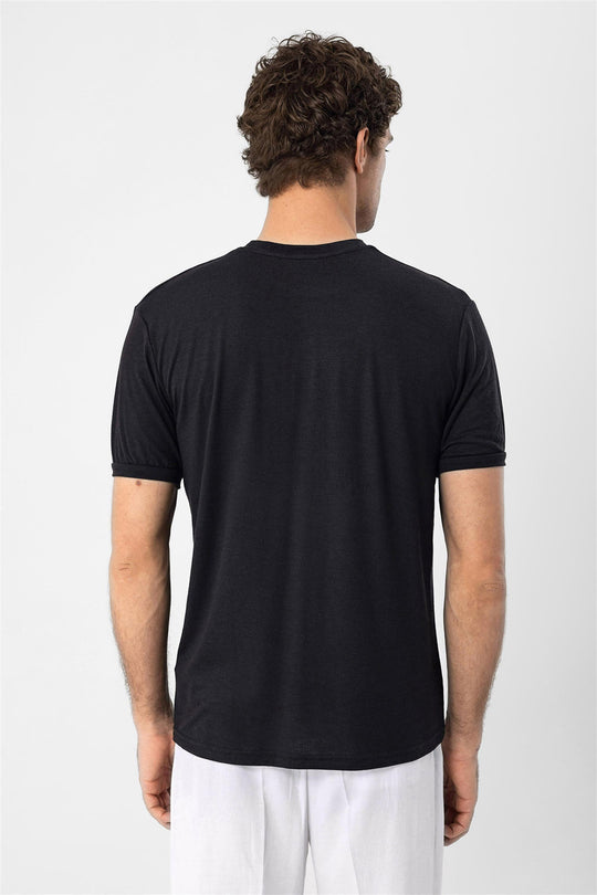 Men's Black Crew Neck  T-Shirt - Wessi