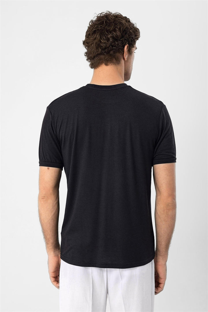 Men's Black Crew Neck  T-Shirt - Wessi