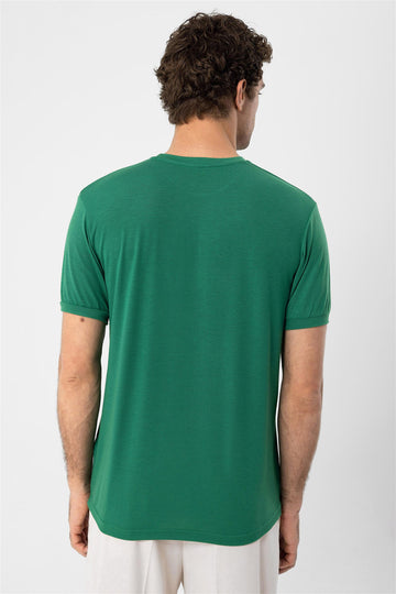 Men's Green Crew Neck  T-Shirt - Wessi
