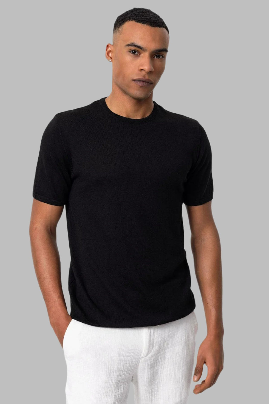 Noir Basique T Shirt Simple Noir T-Shirt Homme Noir Col Rond En