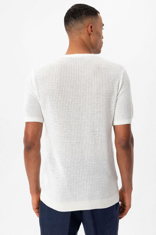 T-Shirt Homme Écru Col Rond En Maille - Wessi
