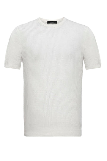 T-Shirt Homme Écru Col Rond En Maille - Wessi