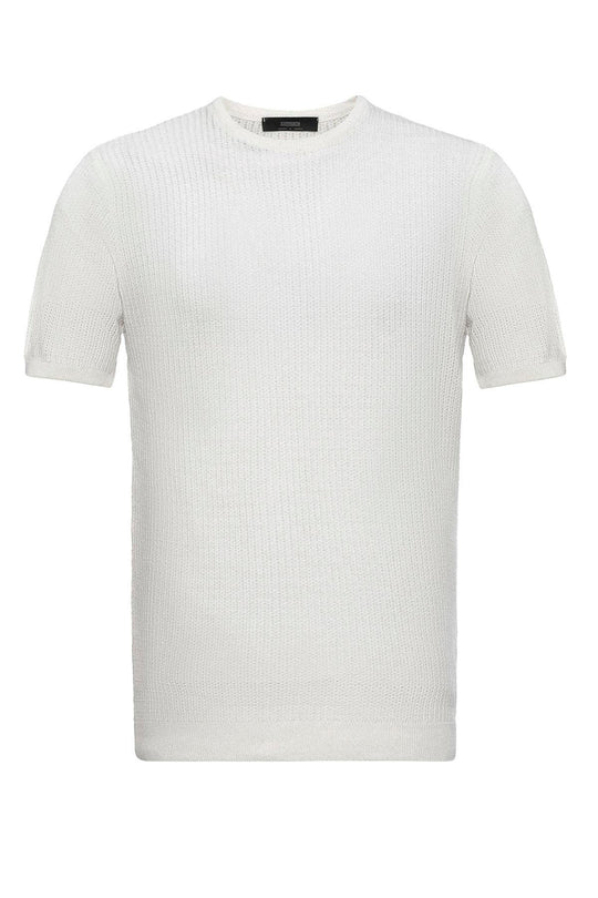 T-Shirt Homme Écru Col Rond En Maille - Wessi