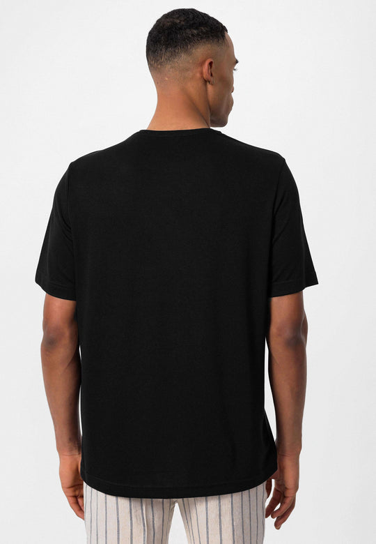 Camiseta de hombre negra regular fit con cuello redondo - Wessi