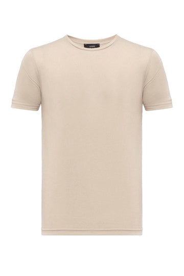 Men's Beige Crew Neck Slim Fit  T-Shirt - Wessi