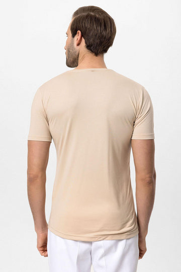 Men's Beige Crew Neck Slim Fit  T-Shirt - Wessi