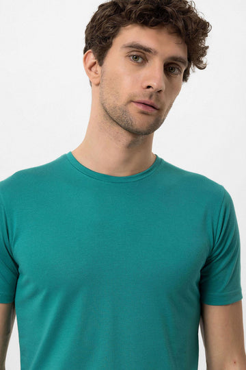 T-Shirt Homme Vert Col Rond Coupe Slim - Wessi