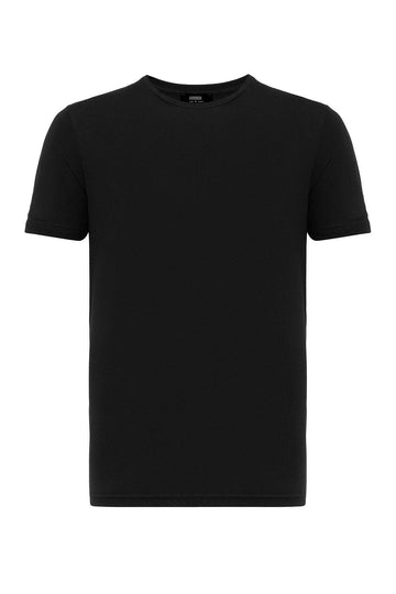 Men's Black Crew Neck Slim Fit  T-Shirt - Wessi