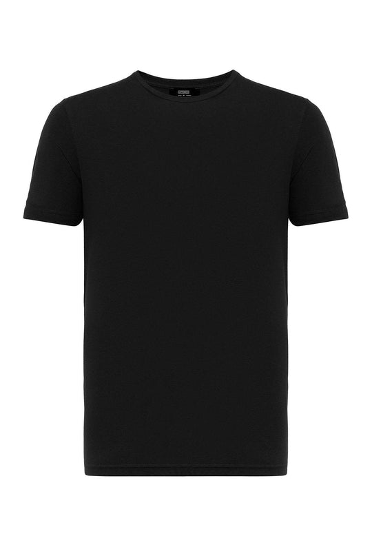 Men's Black Crew Neck Slim Fit  T-Shirt - Wessi